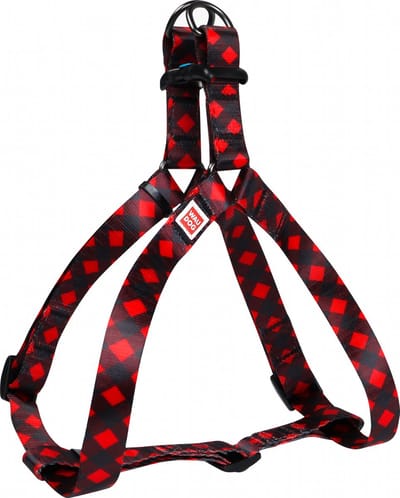 WAUDOG Red Tartan Harnas / Hondentuigje - Nylon - Gratis QR Tag - Breedte: 25 mm - Borstomtrek: 60 - 90 cm (GELIEVE ALVORENS BESTELLEN OPMETEN)