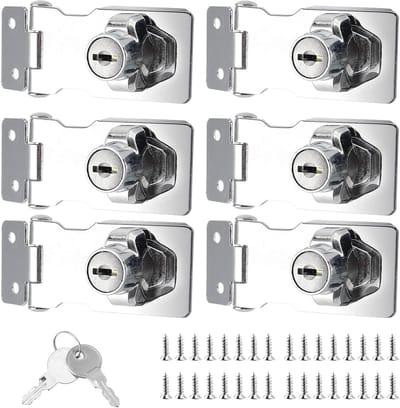 6 Stuks 6 Inch Sleutelslot en Spijker, Robuuste Hangslot Deurslot met Draai Knop voor Kast, Deuren en Ramen, Veilig en Duurzaam