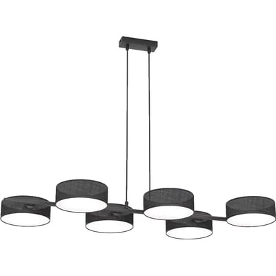 EMIBIG LIGHTING Hanglamp DRUMZ, zwart, lengte 100 cm, 6-lamps, textiel, E14