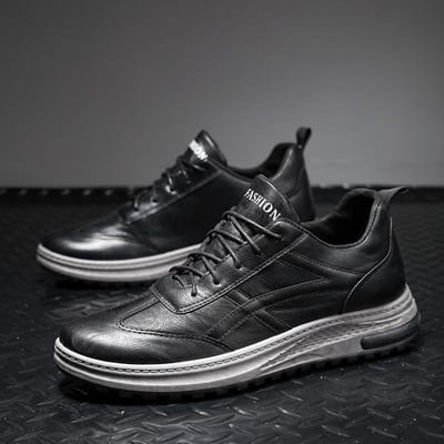Nieuwe Herenschoenen Trendy en Lichtgewicht Modieuze Leren Schoenen Live Uitzending Laag Uitgesneden Veterschoenen Leren Heren Casual Schoenen 44 gray