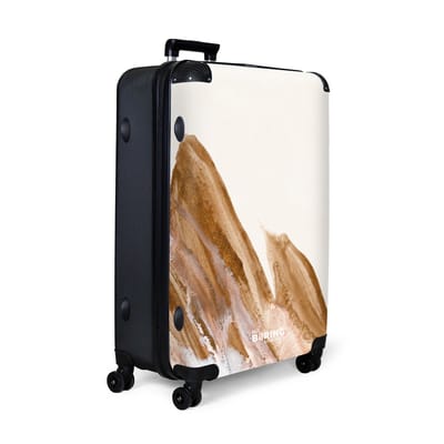 NoBoringSuitcases.com® - Koffer groot - Reiskoffer lichtgewicht - Beige met bruin en wit marmer-effect - Rolkoffer met 4 wielen - Grote trolley XL - 98 liter bagage