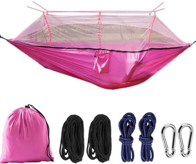 Kampeer hangmat - Buitenbed - Ontspannen in natuur - Met muggennet - 260x140cm - Gekleurd