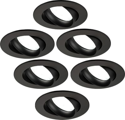 Ledvion - 6X LED Inbouwspot Rio - Zwart - Dimbaar - 3W - 6500K - Ø85 mm