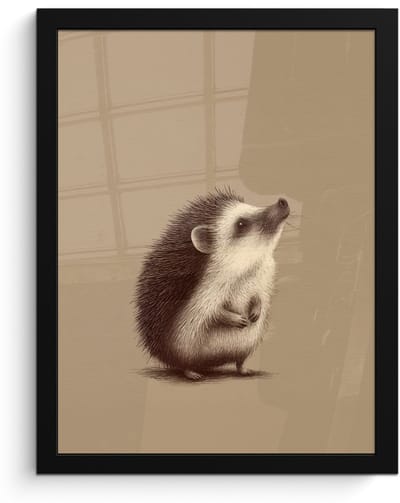 Poster in lijst - Fotolijst 30x40 cm - Posters - Egel - Snuitje - Bruin - Stekels - Posterlijst zwart - Decoratie - Wanddecoratie woonkamer - Muurdecoratie slaapkamer