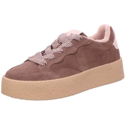 Tamaris dames leren sneaker 1-23706-47-341 lage sneaker voor dames met warme voering, taupe