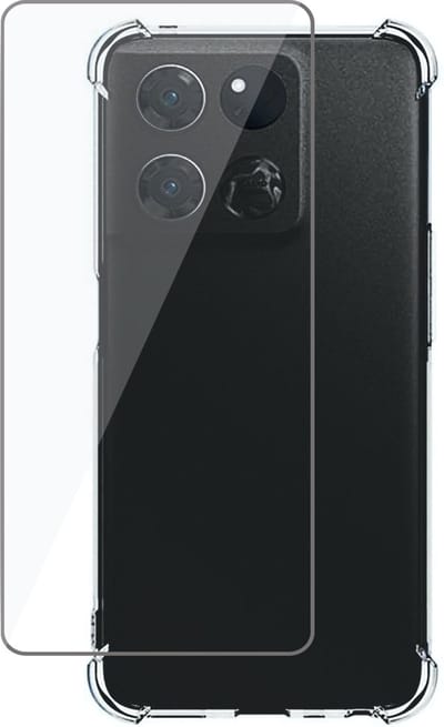 Hoesje geschikt voor OnePlus Ace Transparant met Screenprotector Set - Gehard Glas Tempered Glass Screen Protector