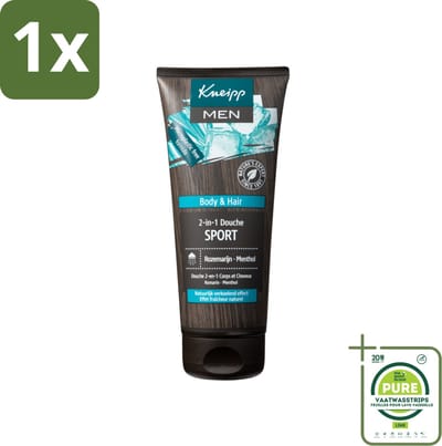 1 x Kneipp - Sport Douche 2‑in‑1 - Men - 200 ml - Sportdouche - Verkoelende Douche - Mannen Douche - Menthol Douche - Rozemarijn Douche
