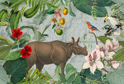 Fotobehang JungleRhino DD119725 A.S. Création ARTist Bruin Groen Vlies 270 x 400 cm (4 delen) 3D Fotobehang op maat