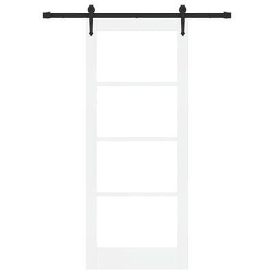 vidaXL - Schuifdeur - ORKDAL - 83 - x - 202 - cm - Massief - grenenhout - en - glas - Wit