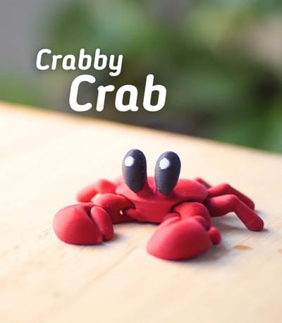 Krabbige Krab 3D Print - Vera's Arts & Dice | Crabby Crab 3D Print - Krab Figuur - Speelgoed - Verzamelobject - Kan Briefjes Vasthouden - Rood Zwart Wit