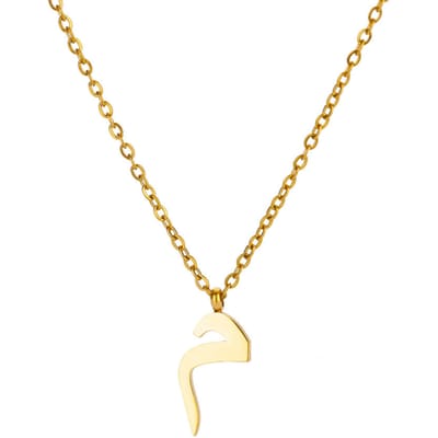 Arabische Alfabet Ketting Voor Vrouwen Mode Eenvoudige Roestvrijstalen Letter Naam Choker Ketting Geluksamulet Moslim Vrouwelijke Sieraden 45cm beige