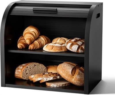 Bamboe Broodtrommel met 2 Etages en Rol-Top Mechanisme - Duurzaam en Ruimtebesparend