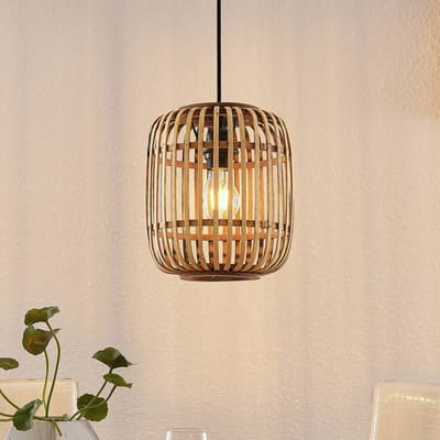 Lindby - Hanglamp - 1licht - Hout, metaal - H: 25 cm - E27 - natuur