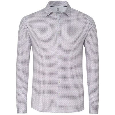 Desoto Overhemd Allover Minimal Pattern Wit-Bordeaux / male