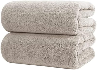 PromoHome Microvezel Badlaken Set - 2 Stuks Sneldrogend Badhanddoek - Extra Groot 89x178 cm - Zachte Niet-Pluizende Badstof - Beige - Ideaal voor Thuis, Reizen, Zwembad, Sportschool