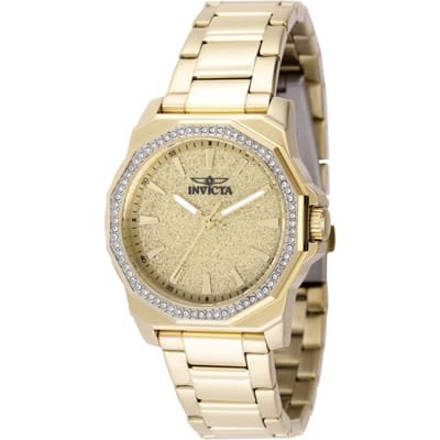 Invicta Speedway 49130 Dames Horloge - Quartz Uurwerk - Roestvrij Staal met gouden Wijzerplaat - 34mm