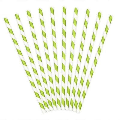 Rietjes Stripes Wit/Lime Groen (10 stuks)