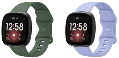 Strap-it Smartwatch bandjes set – siliconen horlogebandjes geschikt voor Fitbit Versa 3 / Versa 4 / Sense / Sense 2 – Donkergroen & Lavendel – Maat S (2-pack)