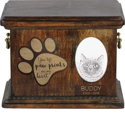 Urn voor kattenas met foto - British Shorthair en hondenras ontwerp