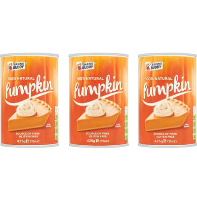 America's finest 100% Natural Pumpkin Puree - Natuurlijk pompoenpurree - 3 x 425g - Multipack - Voordeelpak - Taartvulling
