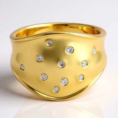 Cavill - Zilveren ring met I1 G Afrikaanse Diamanten 0,105 ct - 925 Sterling Zilver Verguld - Elegante ronde briljanten in stevige bezelzetting