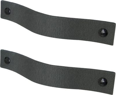 2x Leren handgrepen 'platte greep' XS - VINTAGE GREY  (12,6 x 2,5 cm) - incl. 3 kleuren schroefjes (handgreepjes - leren grepen - greepjes - leren lusjes)