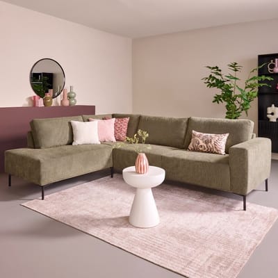 Hoekbank Deventer - Stof - Groen - 275x86x205 cm (BxHxD)