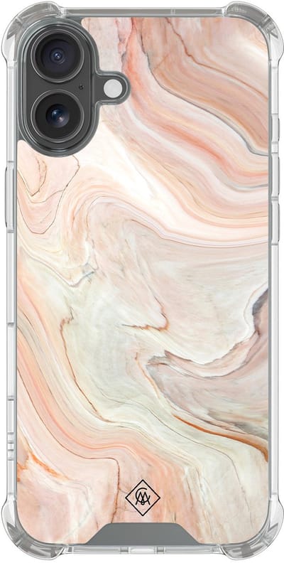 Casimoda® hoesje - Geschikt voor iPhone 17 - Marmer Waves - Shockproof case - Extra sterk - TPU/polycarbonaat - Bruin/beige, Transparant