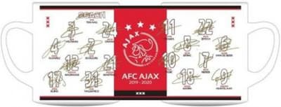 Mok Ajax Handtekeningen rood/wit 2019-2020 COACH TEN HAG, VELTMAN, ONANA, ALVAREZ, SCHUURS, MAZRAOUI, MARTINEZ,BLIND, TAGLIAFICO, PROMES, ZIYECH, EITING, VAN DE BEEK, TADIC, NERES, MARIN, EN HUNTELAAR