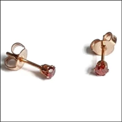 Aramat Jewels | Oorbellen | RVS Zirkonia Oorbellen Rond 3-8mm - Diverse Kleuren Oorstekers | Rosékleurig / 3mm / Rood | | | Staal | Kinderen, Volwassenen | Verkleurd niet