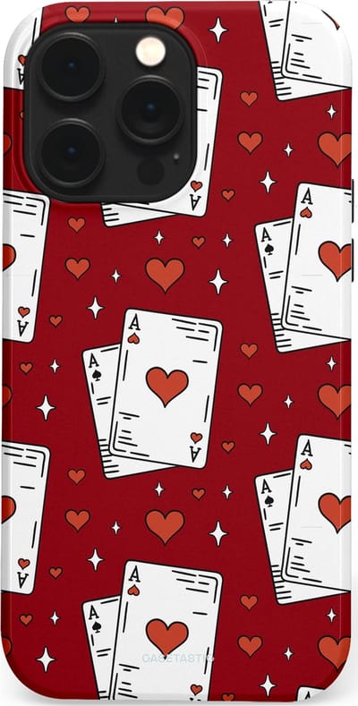 Casetastic hoesje geschikt voor Apple iPhone 14 Pro Max - MagSafe - Dubbellaagse bescherming - Kaarten Aas - Fashion Case - Bordeaux Wit Zilver