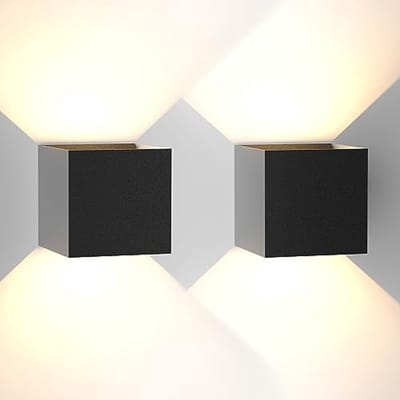 LED wandlamp set - 2 zwarte binnen- en buitenlampen met 5W en IP65 voor trappenhuis en tuin