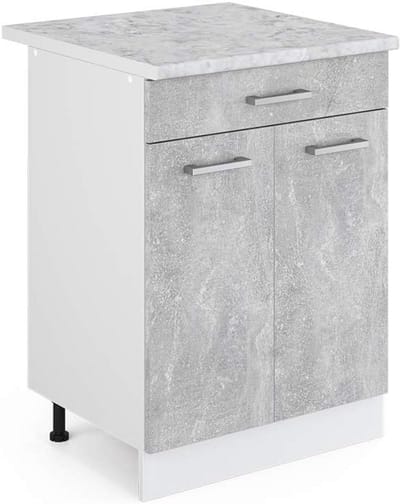 Keukenkast Module met Lade en Werkblad, Serie R-Line, Betonlook of Wit