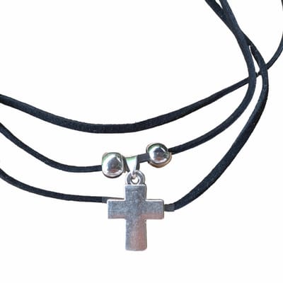 Enkelbandje-Kruis-Wikkel-Zwart-22-32 cm - Charme Bijoux