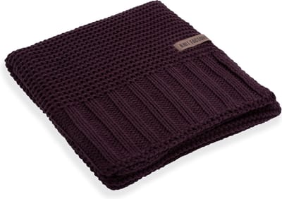 Knit Factory Vinz Gebreid Plaid - Woondeken - plaid - Wollen deken - Kleed - Aubergine - 160x130 cm