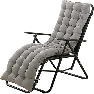 Ligstoel Kussen - Loungestoel Kussen - Buiten Ontspannen - Met Bevestigingsbanden - 180x48cm - Grijs