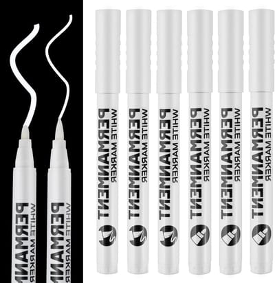 Set van 6 Waterdichte Witte Markers voor Acrylverf, Sneldrogend en Multifunctioneel voor DIY Kaarten en Handgemaakte Projecten