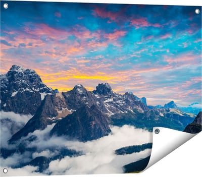 Gards Tuinposter Bergen Landschap met Wolken in Itali� - 80x60 cm - Tuindoek - Tuindecoratie - Wanddecoratie buiten - Tuinschilderij