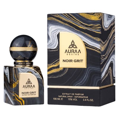 Noir Grit Extrait de Parfum 100ml by Auraa Desire Luxury Unisex Oriental Fragrance with Cypriol Copaiba Rose Patchouli Jasmine Oud and Musk Long-Lasting Sophisticated Scent