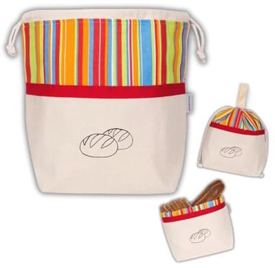Broodzak 3-in-1 voor het Vers Houden van Brood - Stoffen Broodmand en Katoenen Broodtrommel 32 x 35 cm