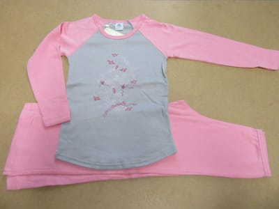 Petit Bateau - Pyjama- Meisje- Katoen - Roze / grijst - Vogels) 8 jaar 126