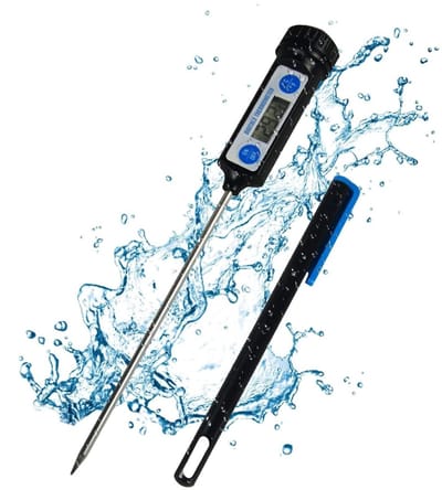 QIN® Thermometer Koken - Thermometer Bbq - Thermometer Vlees - Zwart - 20cm x 2cm x 2cm