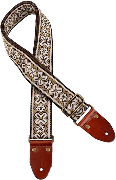 Gaucho GST-1283-1 Classic Jacquard Serie gitaarriem zand/wit