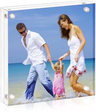 Dailygoods- Fotolijst 10 x 10 cm - Dubbelzijdig - Acryl - Magnetisch - UV-bescherming - Eenvoudig in te stellen - Fotohouder