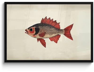 Poster in lijst - Fotolijst 90x60 cm - Posters - Schubben - Rood - Vis - Vinnen - Posterlijst zwart - Decoratie - Wanddecoratie woonkamer - Muurdecoratie slaapkamer
