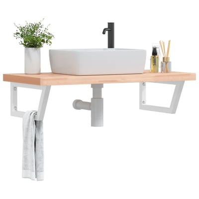 vidaXL - Badkamer - wandschap - staal - en - massief - beukenhout