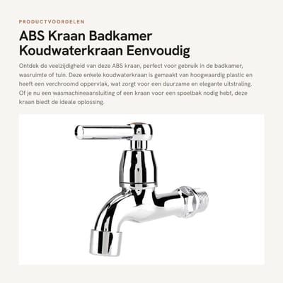 Dailygoods- Koudwaterkraan Hoogwaardig Plastic - Verchroomd - Eenvoudige Installatie - Waterafvoer - Bediening met Hendel - Duurzaam en Elegant - Waterkraan