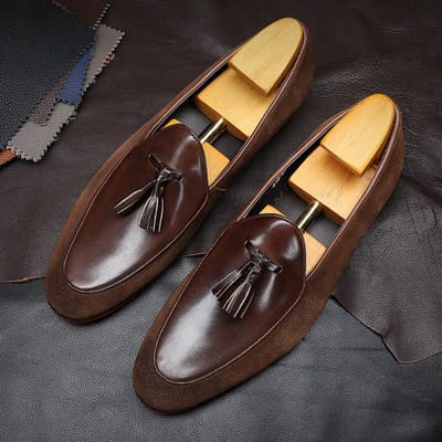 [Kalfsleer ]Loafers Heren Zakelijk Casual Koreaanse Versie Ronde Neus Kwastje Leren Schoenen Trendy Schoenen 43 gray