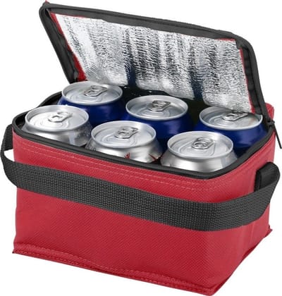 Bullet mini koeltas voor sixpack blikjes - 3,5 liter - rood - 20 x 15 x 12 cm - lunchtrommel