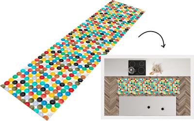 Keukenloper - Loper keuken - Knopen - Regenboog - Kleding - Design - 200x50 cm - Keukenloper vinyl